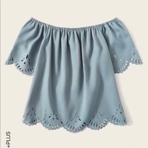 Baby blue off the shoulder top size 1XL